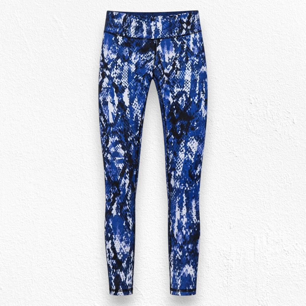 Alo Yoga Airbrush Electric Blue Python Snakeskin Active Leggings Size Small